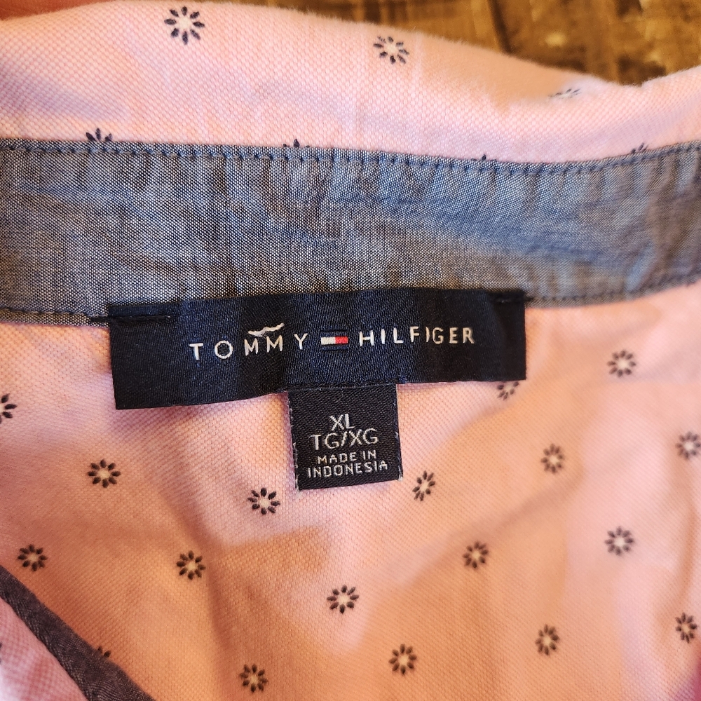 Tommy Hilfiger Pink Dot Cotton Popover Half Zipper Size XL - Picture 7 of 11